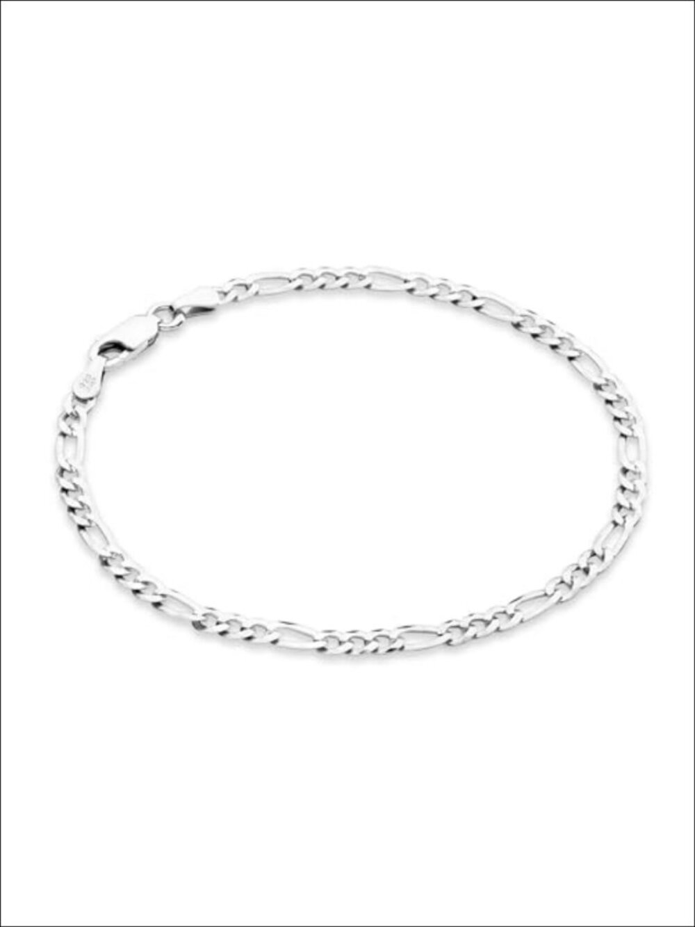 Italian 925 Sterling Silver 3mm Figaro Chain Bracelet